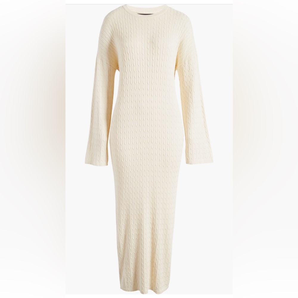 Veto Moda Monica Long Sleeve Cable Stitch Maxi Sweater Dress